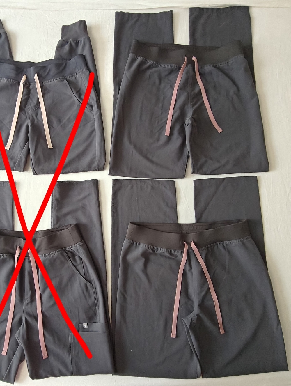 FIGS Women Scrub Pants Bundle Lot 2 Charcoal Gray Wide Leg Small Pink Athletic - Picture 2 of 6